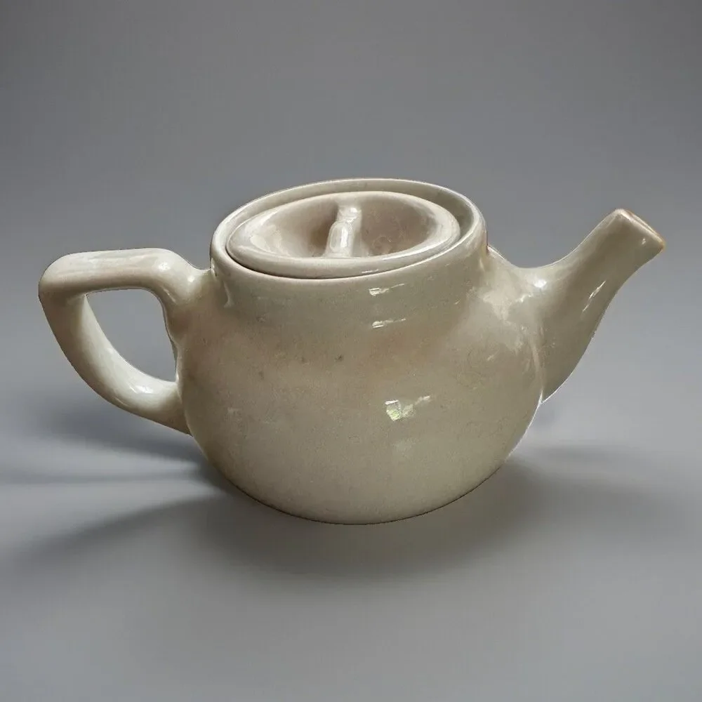 Vintage Hall White Ceramic Individual Teapot Made in USA 6-3/8